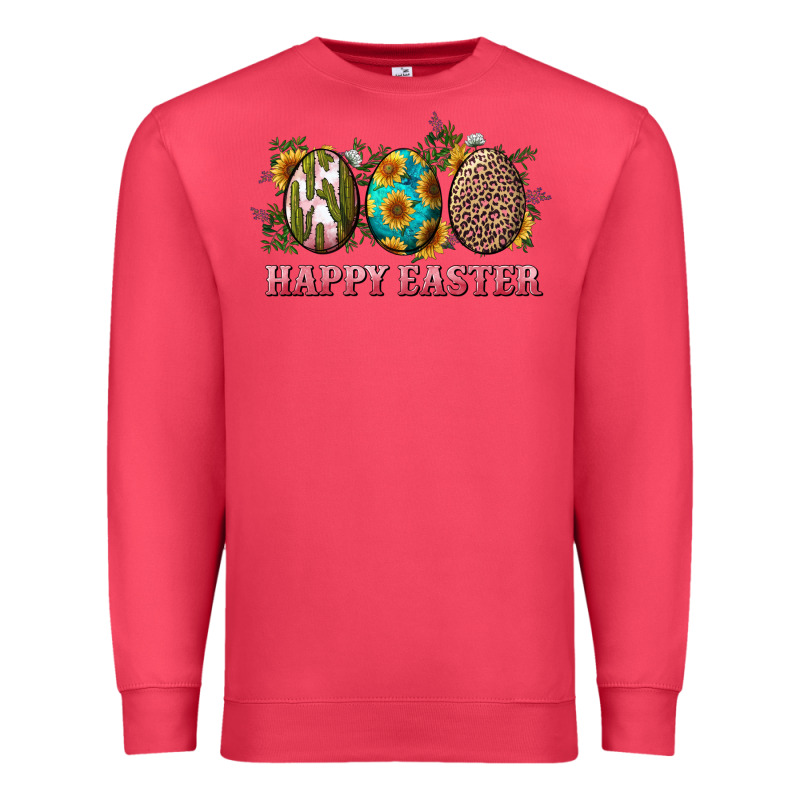 Happy Easter With Western Eggs And Sunflowers Premium Sweatshirt by RanaPortraitStore | Teevron
