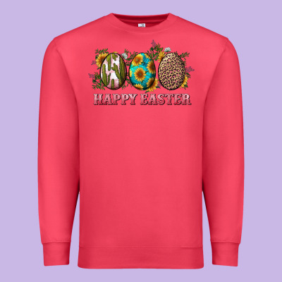 Happy Easter With Western Eggs And Sunflowers Premium Sweatshirt Designed By Ranaportraitstore