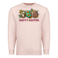 Pale Pink Happy Easter With Western Eggs And Sunflowers Premium Sweatshirt - RanaPortraitStore