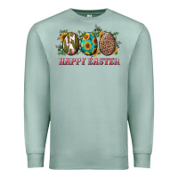Seafoam Happy Easter With Western Eggs And Sunflowers Premium Sweatshirt - RanaPortraitStore