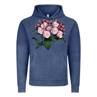 Vintage Denim Mountain Laurel Flower Illustrations Vintage Hoodie - LillyAllenDesigns