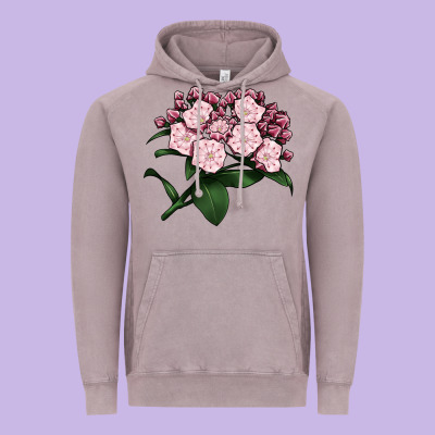 Mountain Laurel Flower Illustrations Vintage Hoodie Designed By Lillyallendesigns