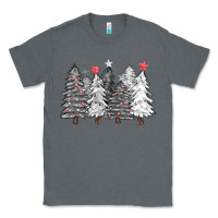 Charcoal Heather black and white christmas trees with lights Classic Tee - FaDigitalArtStudio