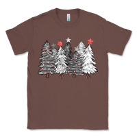 Chestnut black and white christmas trees with lights Classic Tee - FaDigitalArtStudio