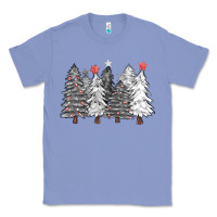 Colony Blue black and white christmas trees with lights Classic Tee - FaDigitalArtStudio