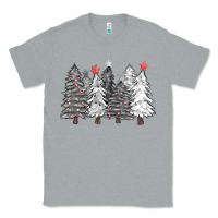 Heather Grey black and white christmas trees with lights Classic Tee - FaDigitalArtStudio