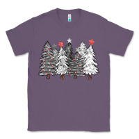 Lavender black and white christmas trees with lights Classic Tee - FaDigitalArtStudio