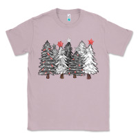 Lilac black and white christmas trees with lights Classic Tee - FaDigitalArtStudio