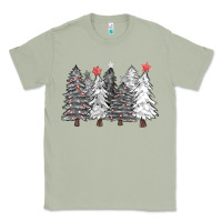 Matcha black and white christmas trees with lights Classic Tee - FaDigitalArtStudio