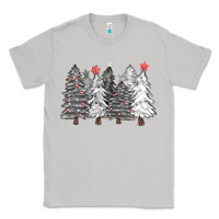Moon Dust black and white christmas trees with lights Classic Tee - FaDigitalArtStudio