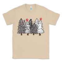 Mushroom black and white christmas trees with lights Classic Tee - FaDigitalArtStudio