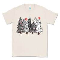 Natural black and white christmas trees with lights Classic Tee - FaDigitalArtStudio