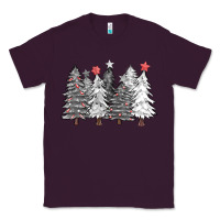 Plum black and white christmas trees with lights Classic Tee - FaDigitalArtStudio