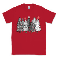Red black and white christmas trees with lights Classic Tee - FaDigitalArtStudio