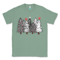 Sage black and white christmas trees with lights Classic Tee - FaDigitalArtStudio