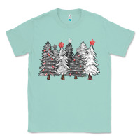 Seafoam black and white christmas trees with lights Classic Tee - FaDigitalArtStudio
