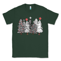 Sports Green black and white christmas trees with lights Classic Tee - FaDigitalArtStudio