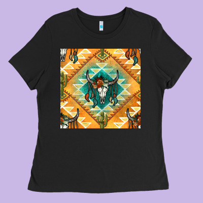 Native American Aztec Seamless Pattern Ladies Tee Designed By Bundleandbundleshop