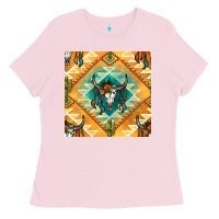 Bubblegum Pink native american aztec seamless pattern Ladies Tee - BundleAndBundleShop