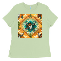 Matcha native american aztec seamless pattern Ladies Tee - BundleAndBundleShop