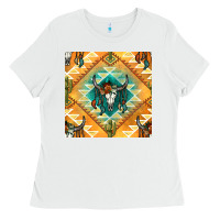 White native american aztec seamless pattern Ladies Tee - BundleAndBundleShop