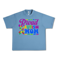 Pebble Blue Proud Autism Mom Urban Heavy Tee - CowhideDigitalArt