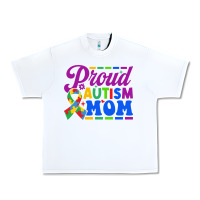 White Proud Autism Mom Urban Heavy Tee - CowhideDigitalArt