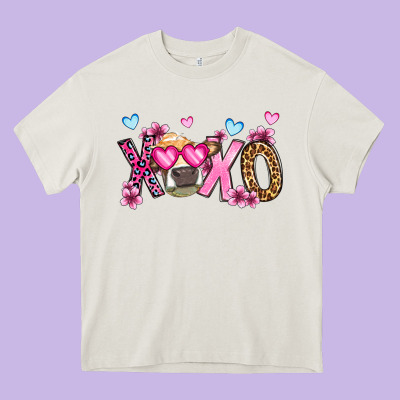 Xoxo Cow Valentine's Day Heavy Core Tee Designed By Oliviacreatesart