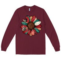 Burgundy Christmas sunflower Long Sleeve Tee - CowhideDigitalArt