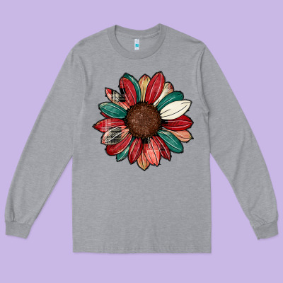 Christmas Sunflower Long Sleeve Tee Designed By Cowhidedigitalart