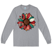 Heather Grey Christmas sunflower Long Sleeve Tee - CowhideDigitalArt