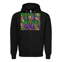 Black Mardi Gras Fleur De Lis Zipper Hoodie - RanaPortraitStore