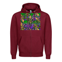 Burgundy Mardi Gras Fleur De Lis Zipper Hoodie - RanaPortraitStore