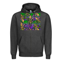 Charcoal Heather Mardi Gras Fleur De Lis Zipper Hoodie - RanaPortraitStore