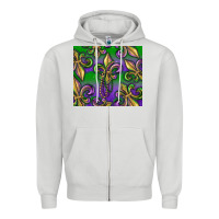 Dove Grey Mardi Gras Fleur De Lis Zipper Hoodie - RanaPortraitStore