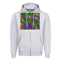 Heather Grey Mardi Gras Fleur De Lis Zipper Hoodie - RanaPortraitStore
