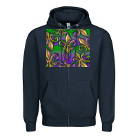 Navy Mardi Gras Fleur De Lis Zipper Hoodie - RanaPortraitStore