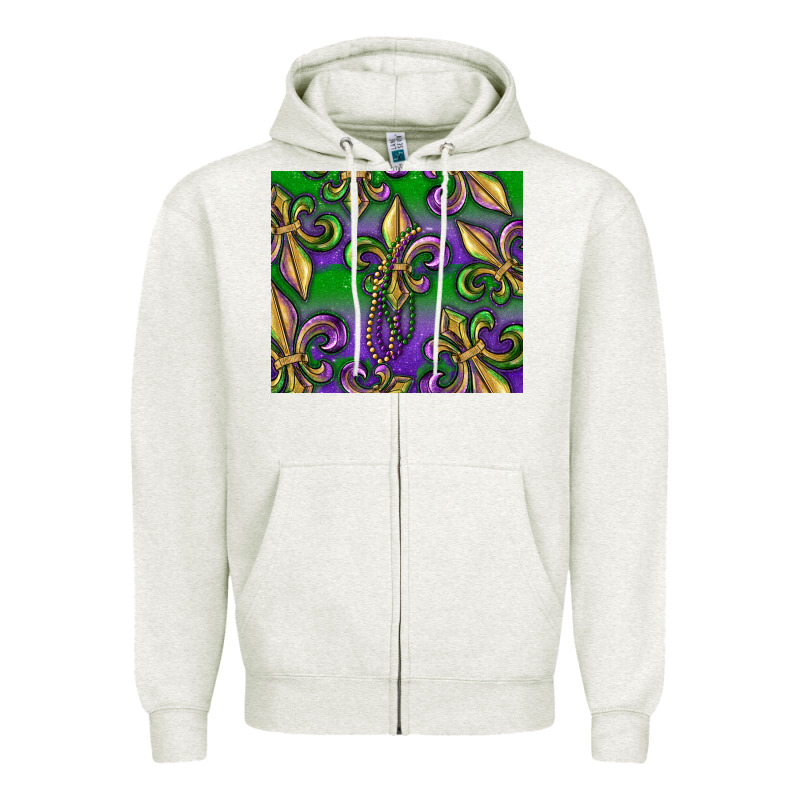 Mardi Gras Fleur De Lis Zipper Hoodie by RanaPortraitStore | Teevron