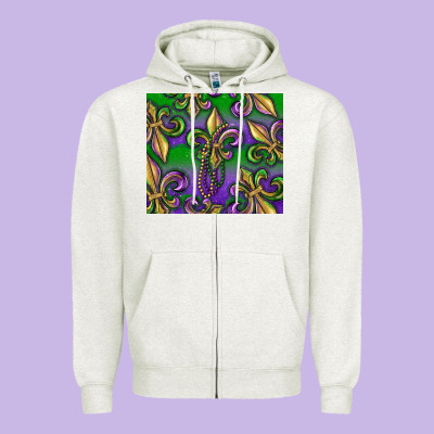 Mardi Gras Fleur De Lis Zipper Hoodie Designed By Ranaportraitstore