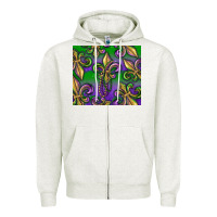 Oatmeal Heather Mardi Gras Fleur De Lis Zipper Hoodie - RanaPortraitStore