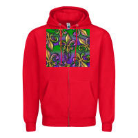 Red Mardi Gras Fleur De Lis Zipper Hoodie - RanaPortraitStore