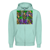 Seafoam Mardi Gras Fleur De Lis Zipper Hoodie - RanaPortraitStore