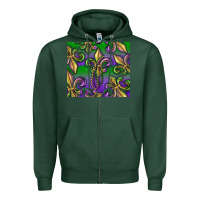 Sports Green Mardi Gras Fleur De Lis Zipper Hoodie - RanaPortraitStore