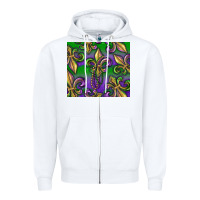 White Mardi Gras Fleur De Lis Zipper Hoodie - RanaPortraitStore
