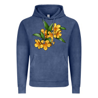 Vintage Denim Yellow Jessamine Flower Illustrations Vintage Hoodie - LillyAllenDesigns