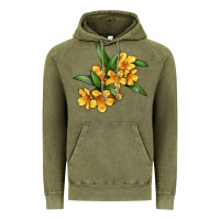 Vintage Olive Yellow Jessamine Flower Illustrations Vintage Hoodie - LillyAllenDesigns