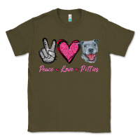 Army Green Peace Love Pitties Classic Tee - Jasminsmagicworld