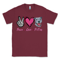 Burgundy Peace Love Pitties Classic Tee - Jasminsmagicworld