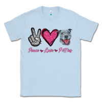 Dusty Blue Peace Love Pitties Classic Tee - Jasminsmagicworld