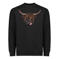 Black Black highland cow Heavyweight Sweatshirt - RanaPortraitStore